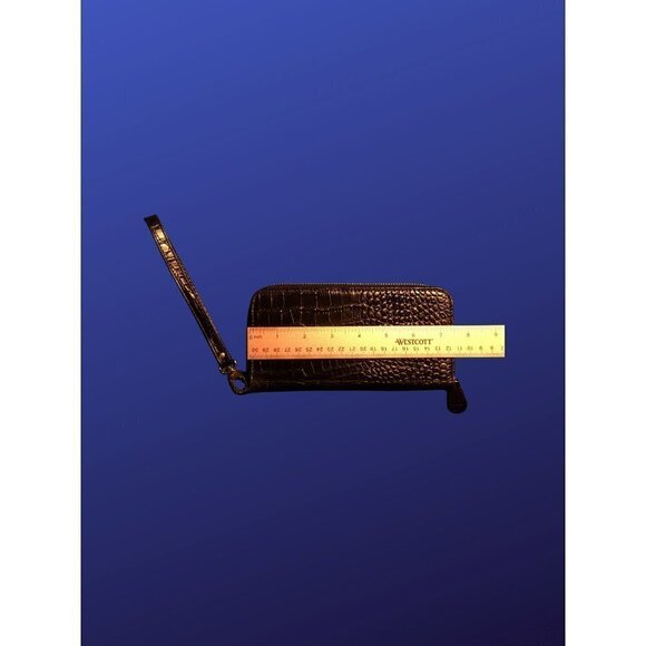 𝅺MYBAT Crocodile-Embossed Genuine Leather MyJacket Wallet Wristlet, Black, NWT - Picture 6 of 10